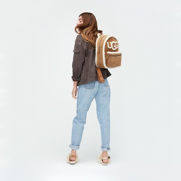 UGG sheepskin black cream backpack handbag - Picture 13 of 14